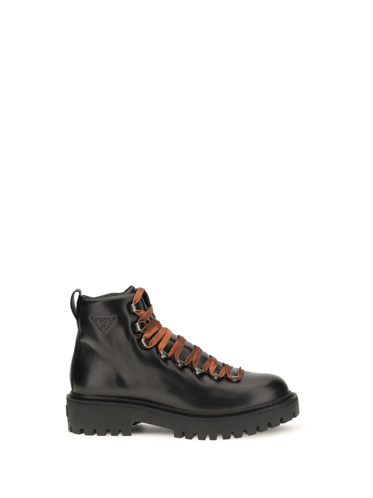 Prada Men Leather Lace-Up Ankle Boots