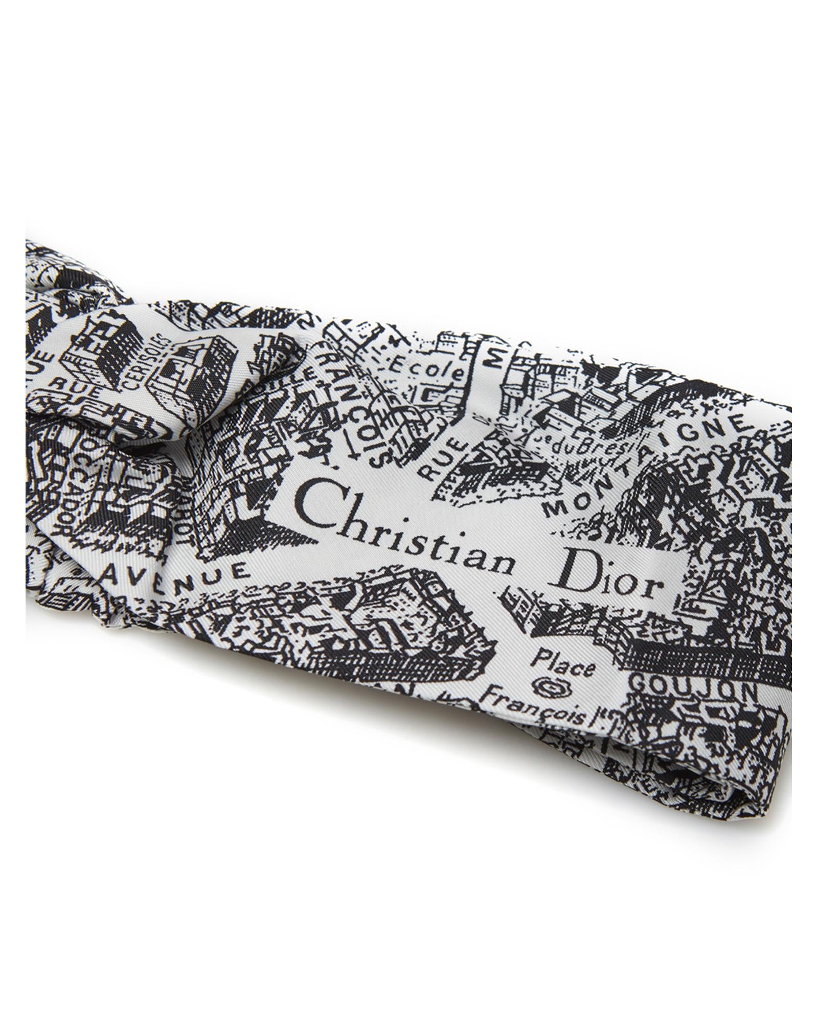 Dior Map Print Headband Women Blackwhite Hair Accessories