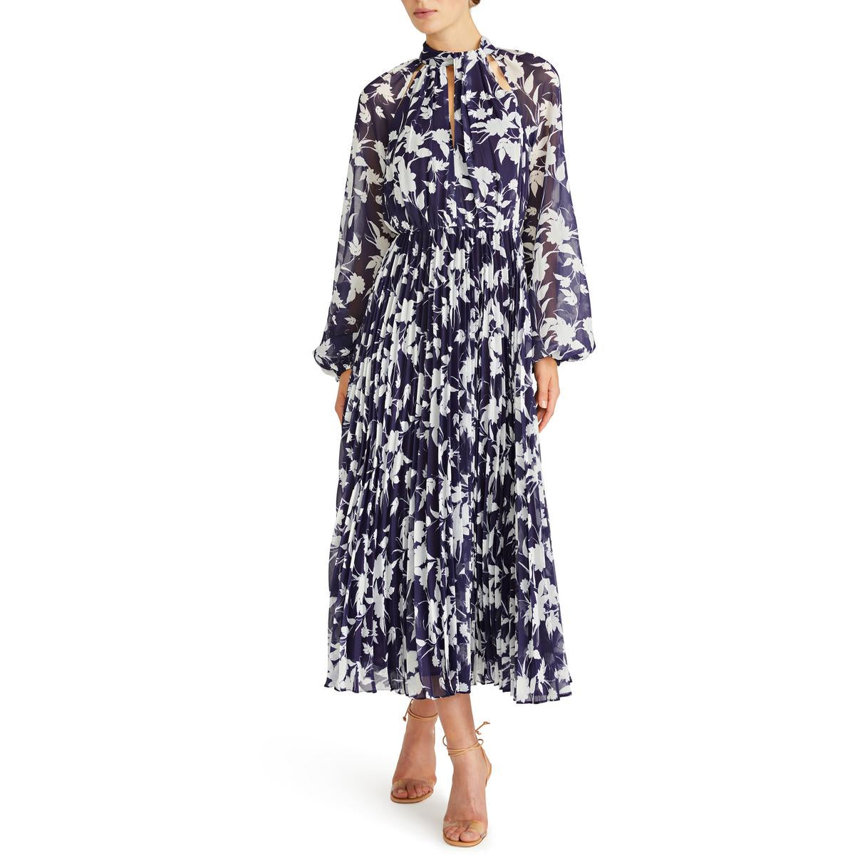 Womens Printed Chiffon Midi Dress