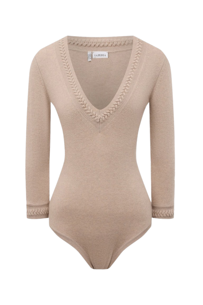 La Perla Wool Bodysuit In Beige Plm0056770