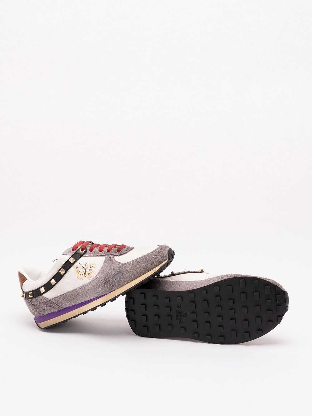Valentino Garavani Women Stud Up Trainer With Butterfly Embroidery