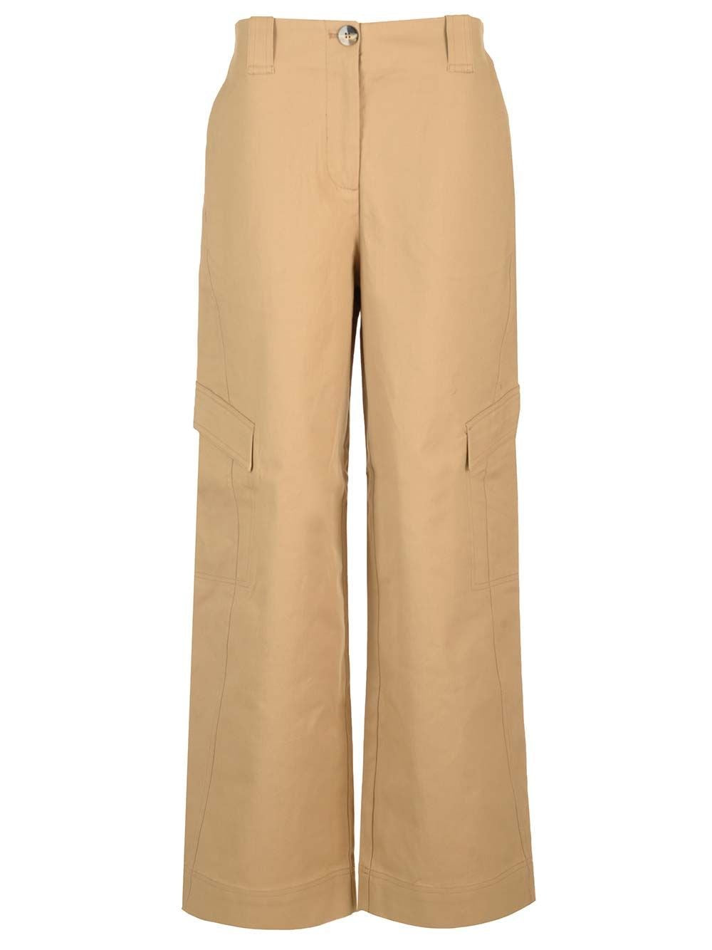 Ganni Women Cotton Canvas Cargo Trousers