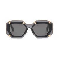 Philipp Plein Sunglasses Geometric Full Rim, Shiny Transparent Grey Frame and Grey Lens SPP098V0819