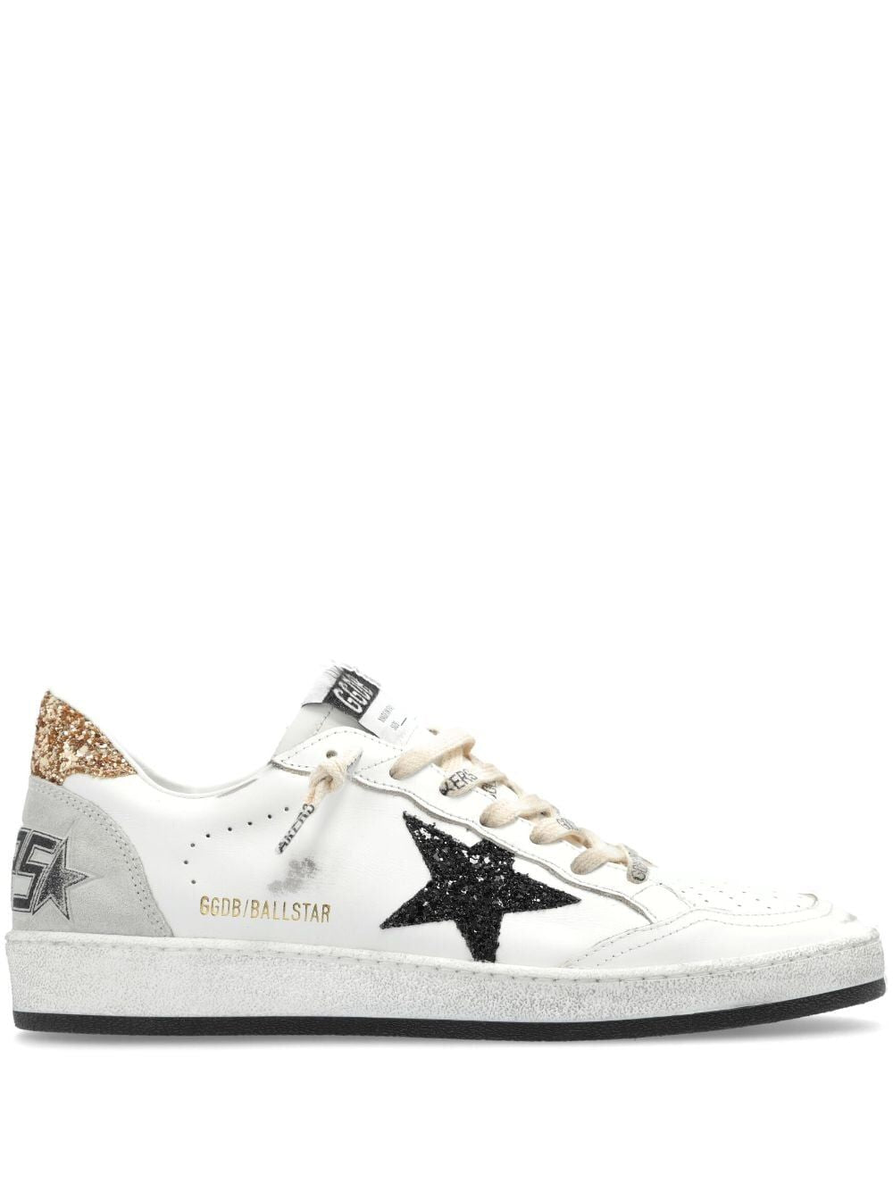 Golden Goose Women Ball Star Nappa Leather Sneakers With Glittered Star And Heel Tab