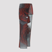 Jean Paul Gaultier Blurry Roses Asymmetric Midi Skirt Women