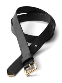 PRADA Prada Women Saffiano Leather Belt With Enameled Triangle Logo
