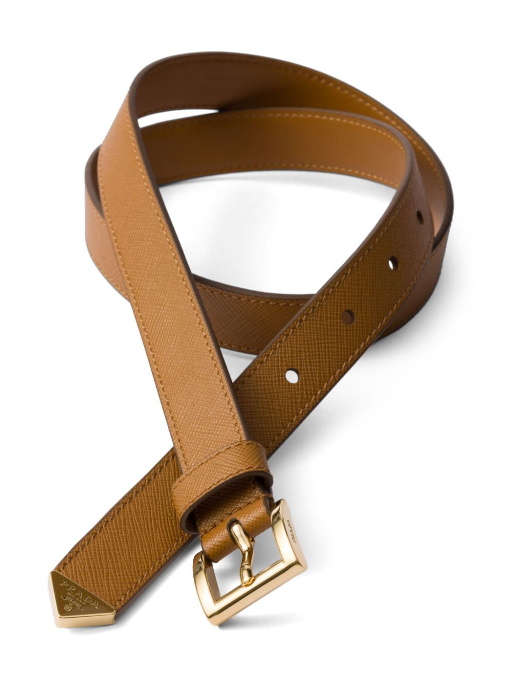 PRADA Prada Women Saffiano Leather Belt With Enameled Triangle Logo