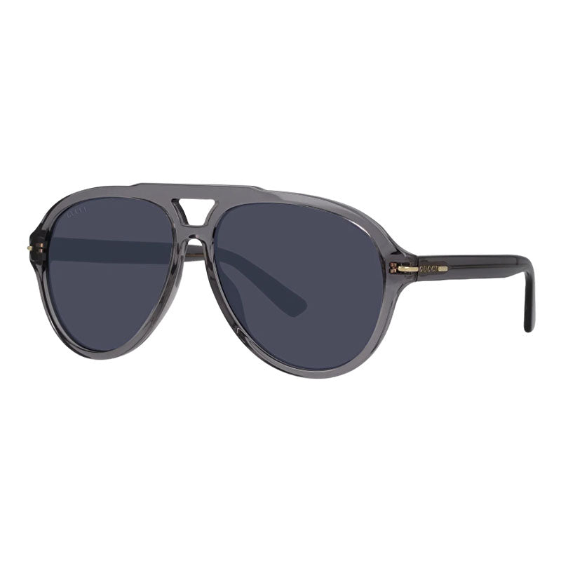 Gucci Sunglasses Aviator Full Rim, Transparent Grey Frame and Blue Lens GG1443S005