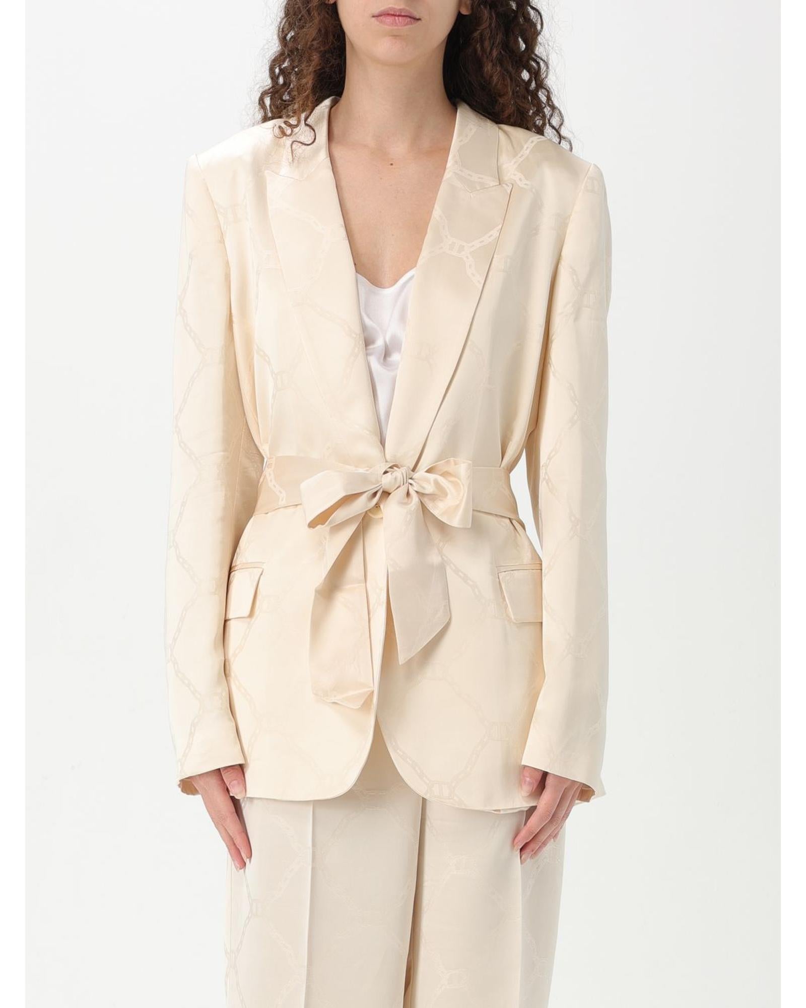 Twinset Silk ChainPrint Blazer Women White 10 White