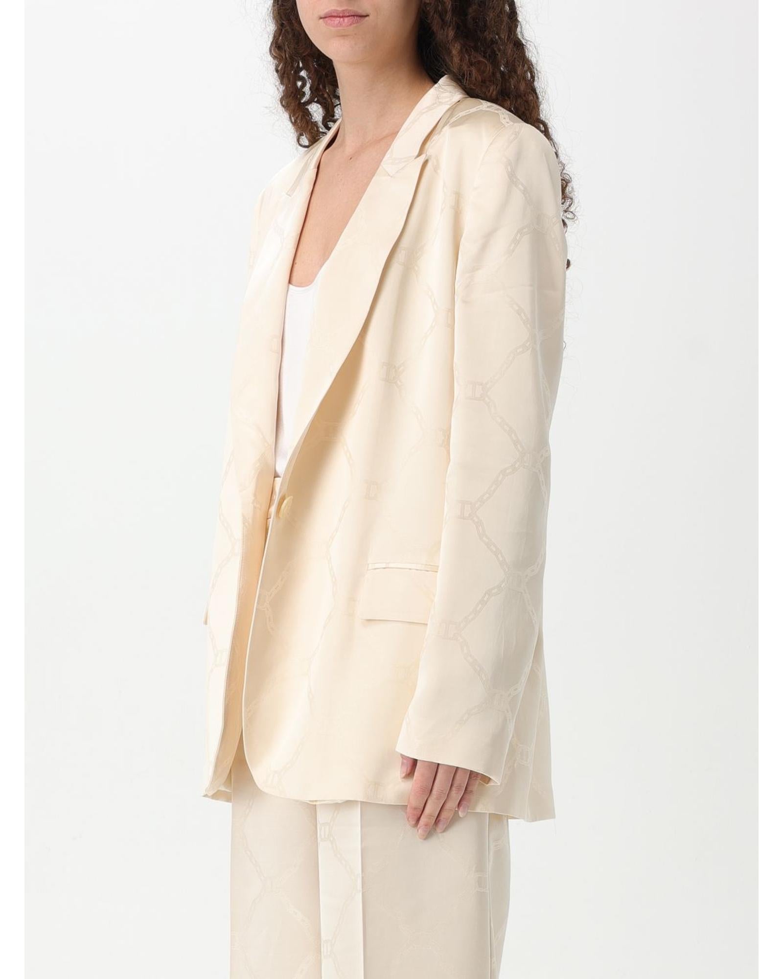 Twinset Silk ChainPrint Blazer Women White
