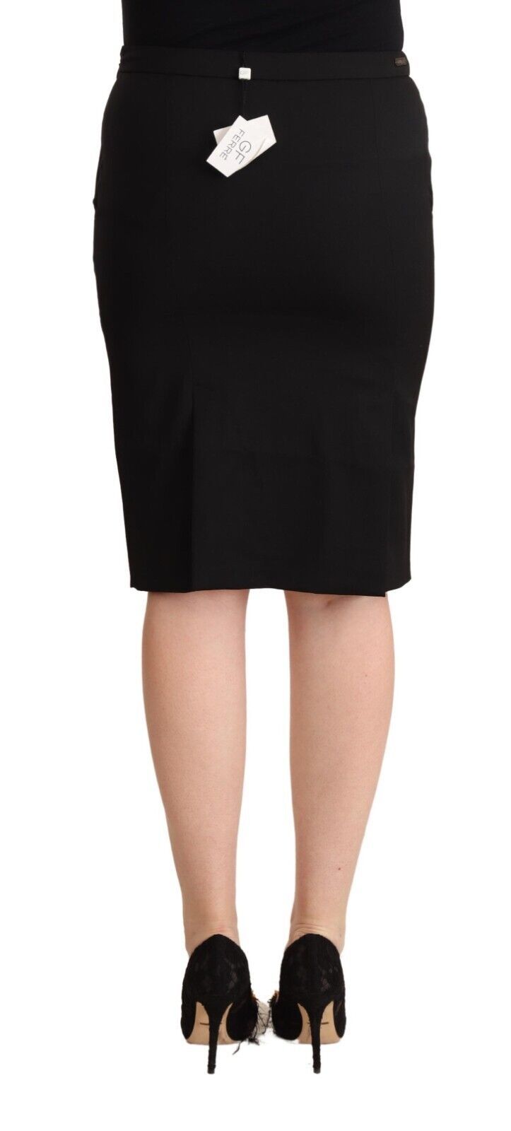 GF Ferre Black Pencil Knee Length Straight Women's Skirt