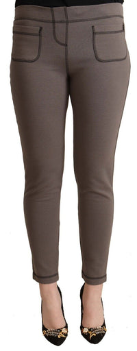 John Galliano Gray Cotton Mid Waist Stretch Leggings Cropped Women's Pants