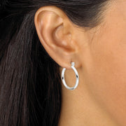 PalmBeach Jewelry Sterling Silver 3 pair set Hoop Earrings (18mm) (19.5mm) (28mm)