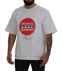 Dolce & Gabbana White Amor Heart Cotton Crewneck Men's T-shirt