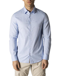 Armani Exchange Men's Slim Fit Solid Long Sleeve Shirt Light Blue