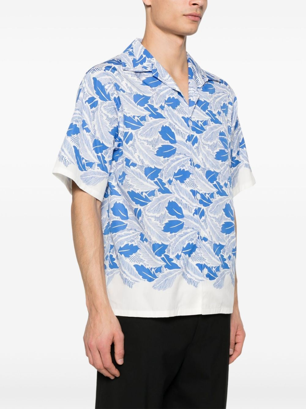 Prada Men Short-Sleeved Printed Cotton Shirt
