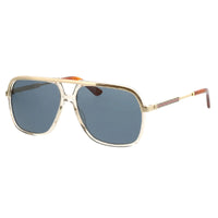 Gucci Sunglasses Aviator Full Rim, Brown Frame and Blue Lens GG0200S004