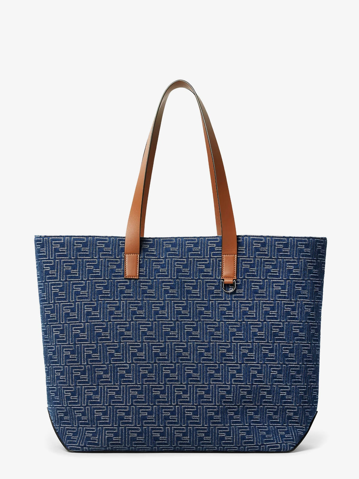Fendi Men Ff Jacquard Tote Bag With Denim Effect