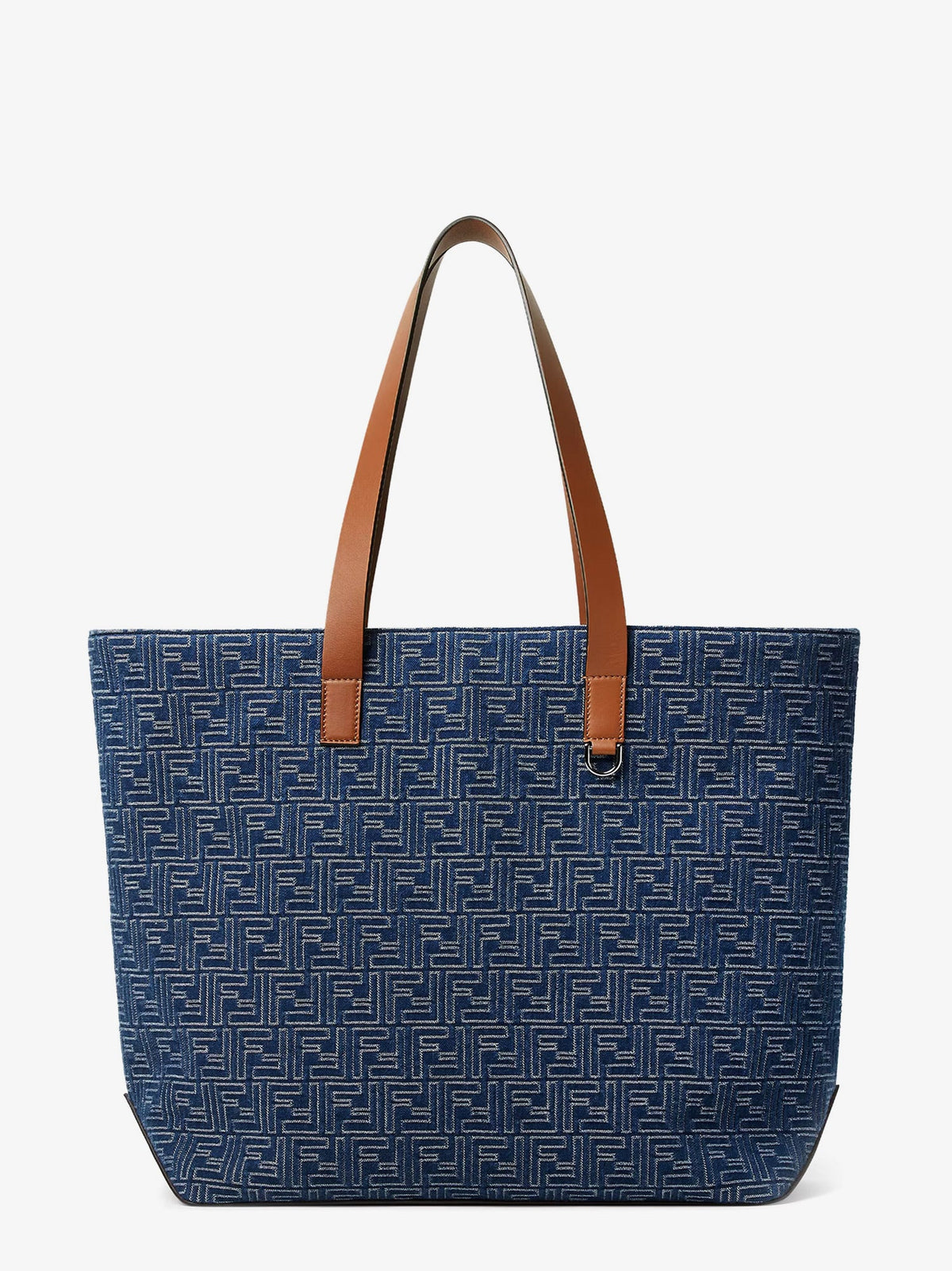 Fendi Men Ff Jacquard Tote Bag With Denim Effect
