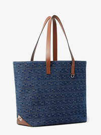 Fendi Men Ff Jacquard Tote Bag With Denim Effect