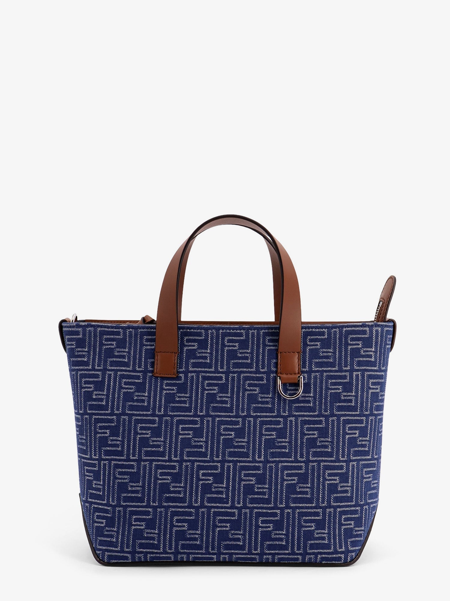 Fendi Men Ff Jacquard Fabric And Leather Shopping Bag