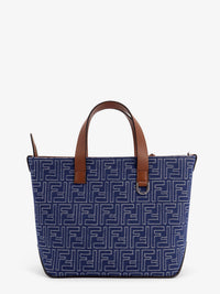 Fendi Men Ff Jacquard Fabric And Leather Shopping Bag
