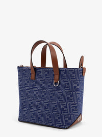 Fendi Men Ff Jacquard Fabric And Leather Shopping Bag