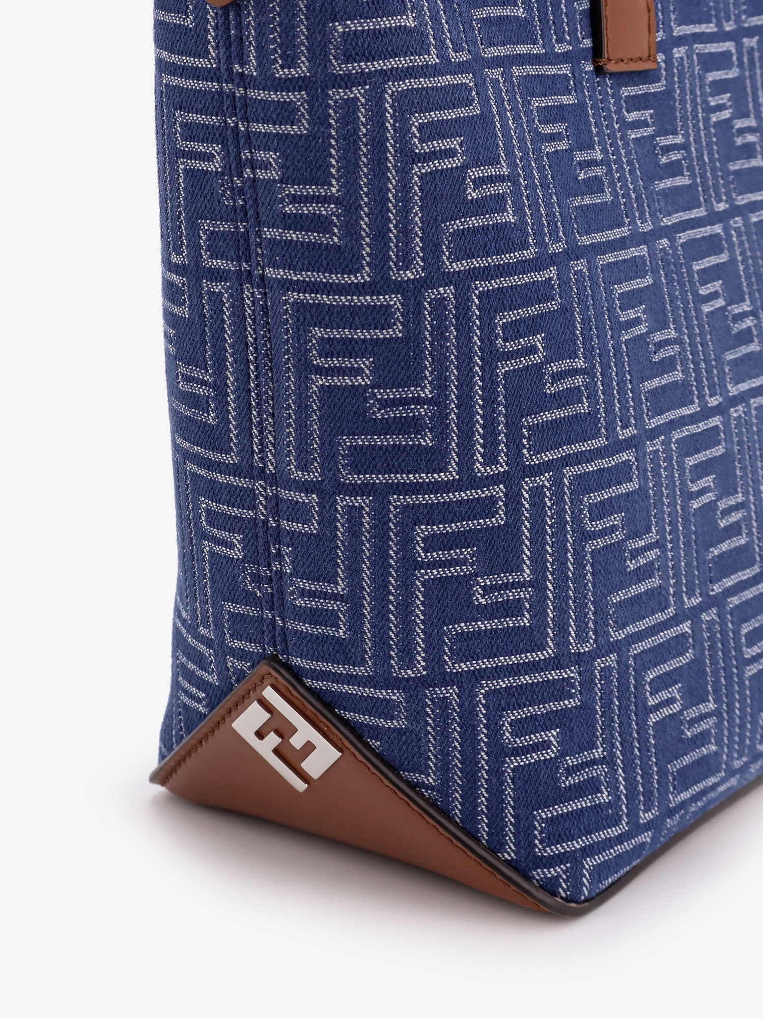 Fendi Men Ff Jacquard Fabric And Leather Shopping Bag