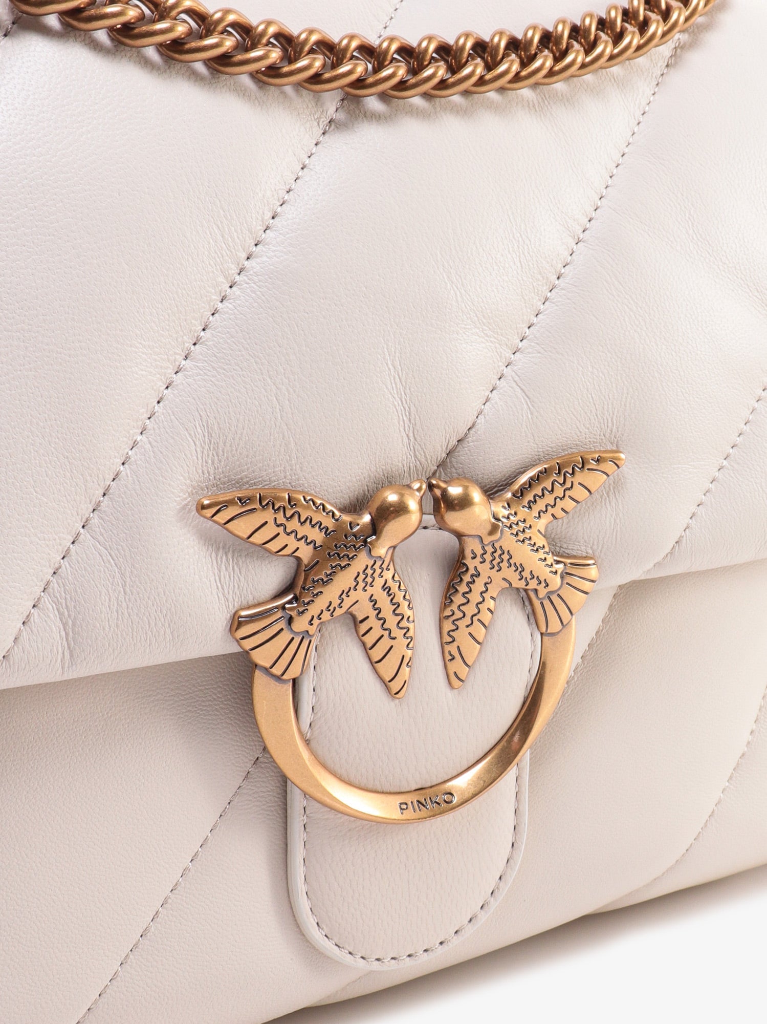 PINKO Pinko Women Matelasse Leather Shoulder Bag With Iconic Love Birds Buckle