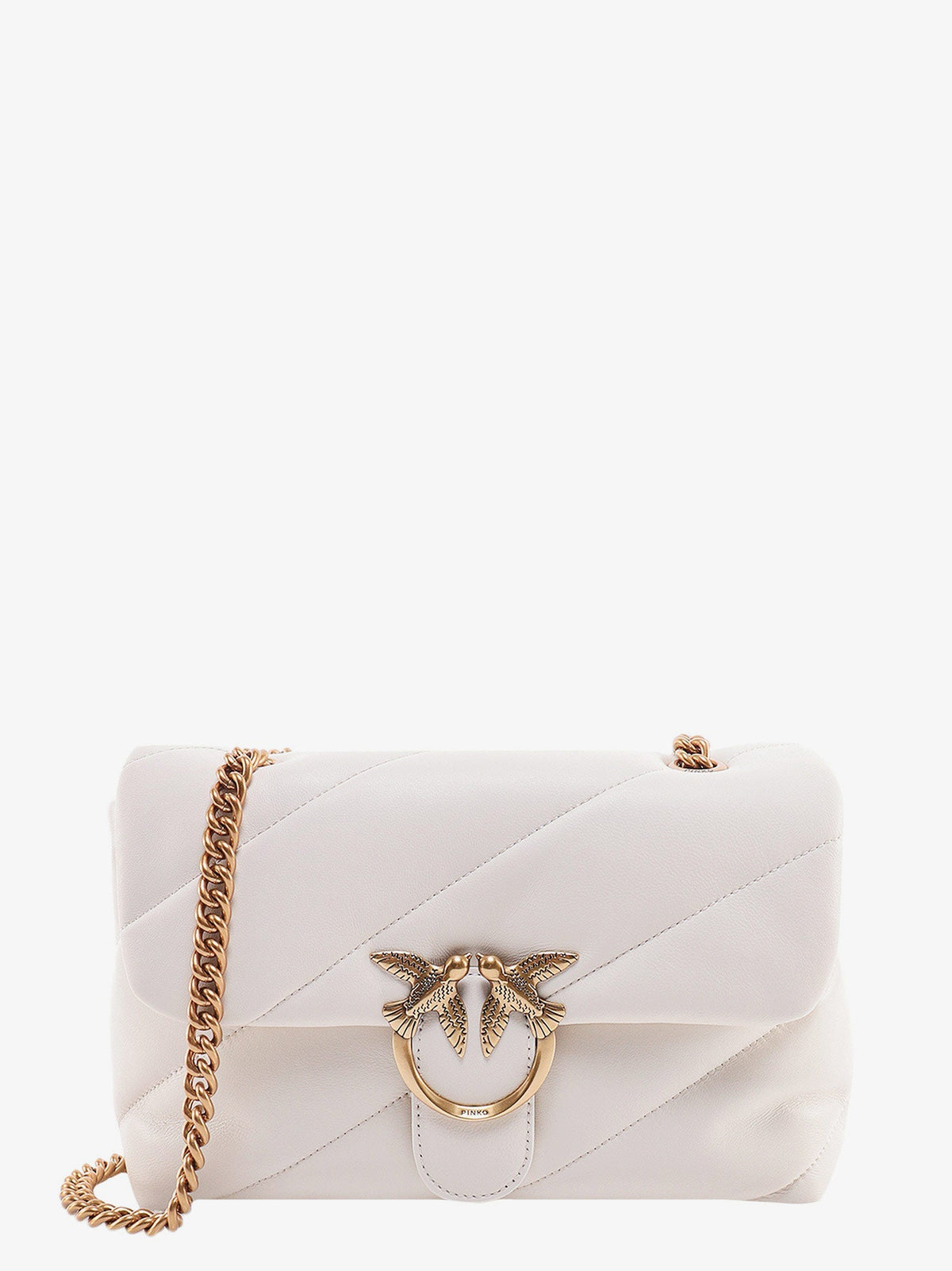 Pinko Women Matelasse Leather Shoulder Bag With Iconic Love Birds Buckle