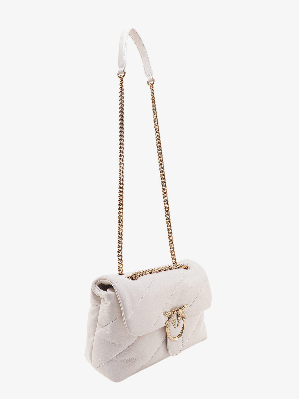 Pinko Women Matelasse Leather Shoulder Bag With Iconic Love Birds Buckle