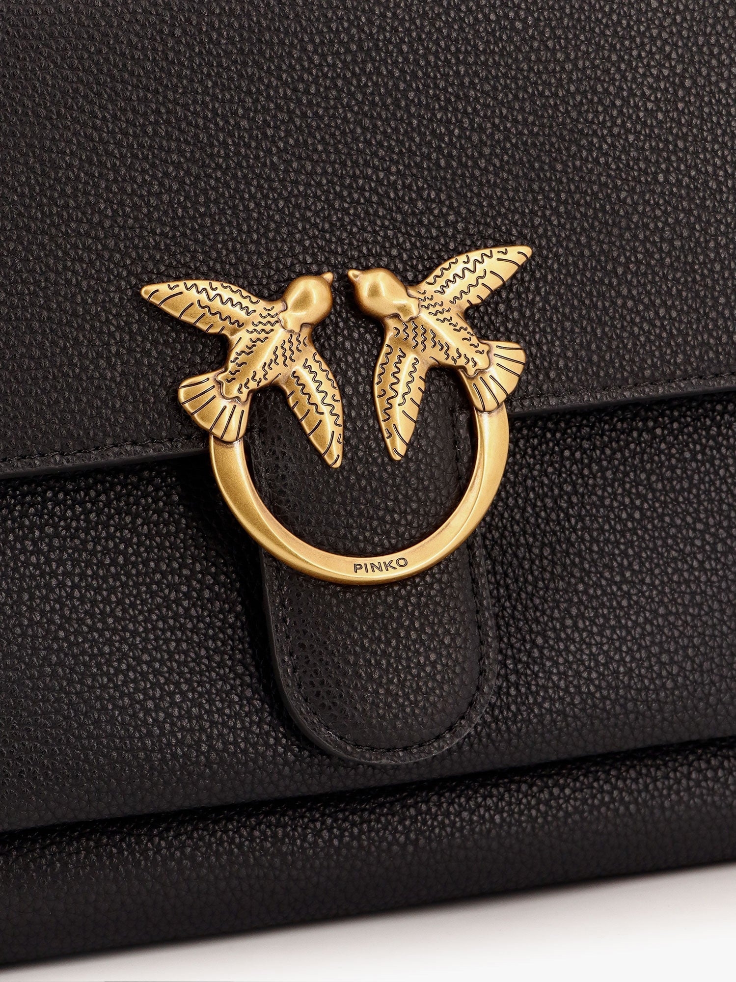 PINKO Pinko Women Leather Shoulder Bag With Metal Love Birds Buckle