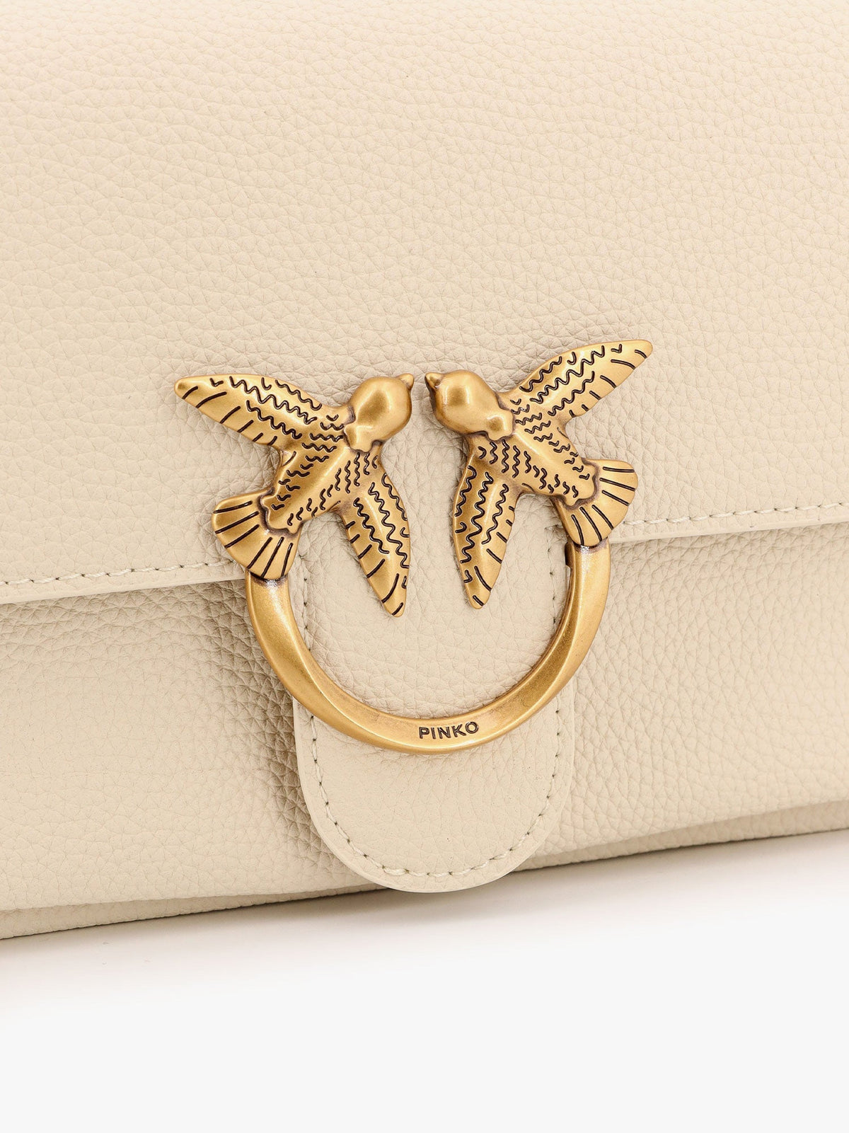 Pinko Women Leather Shoulder Bag With Metal Love Birds Buckle