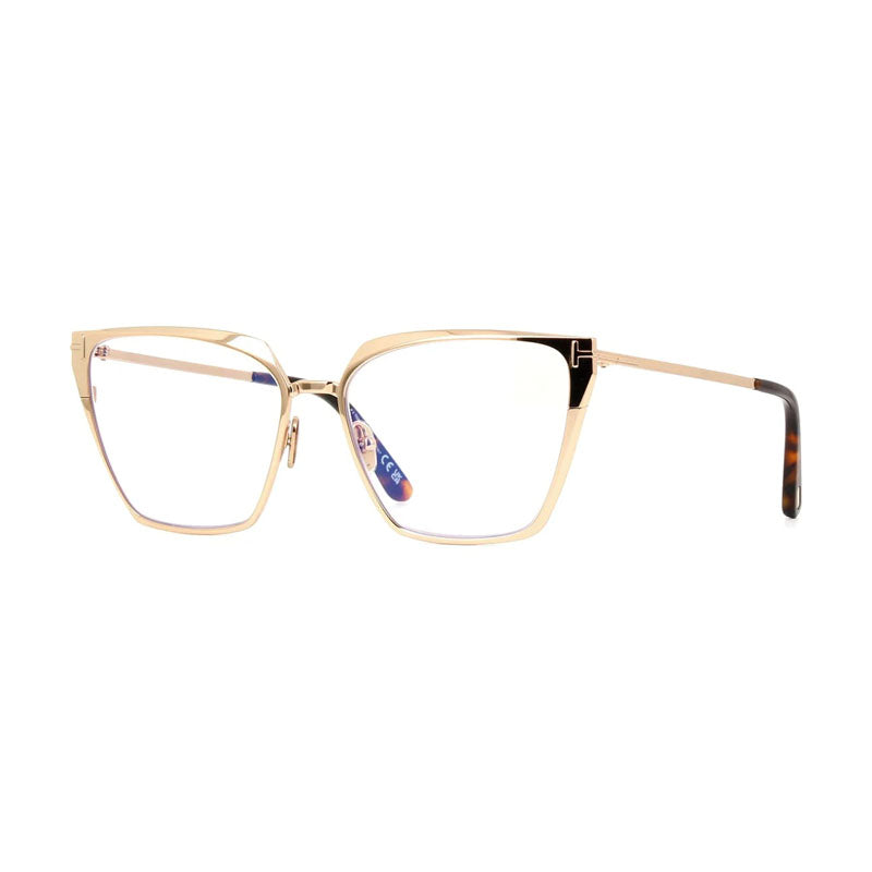 Tom Ford Tom Ford Eyeglasses Square Full Rim, Shiny Palladium Frame and Clear Blue Light Block Lenses Lens FT5945-B016