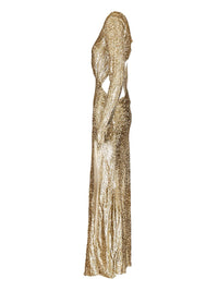 Self-Portrait Women Long Dress In Gold Thread