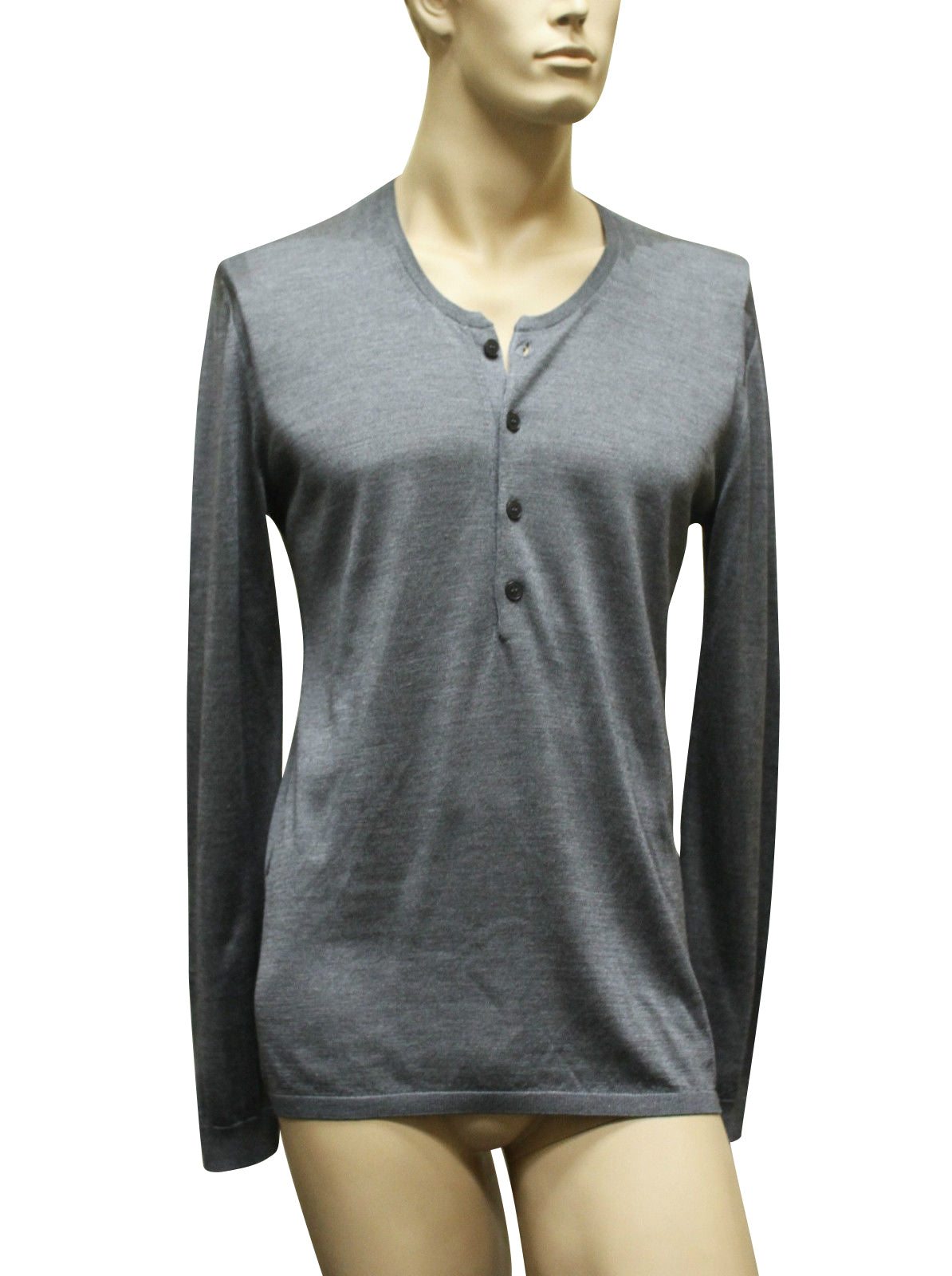 Gucci Gucci Men's Top Buttoned Gray Silk Sweater