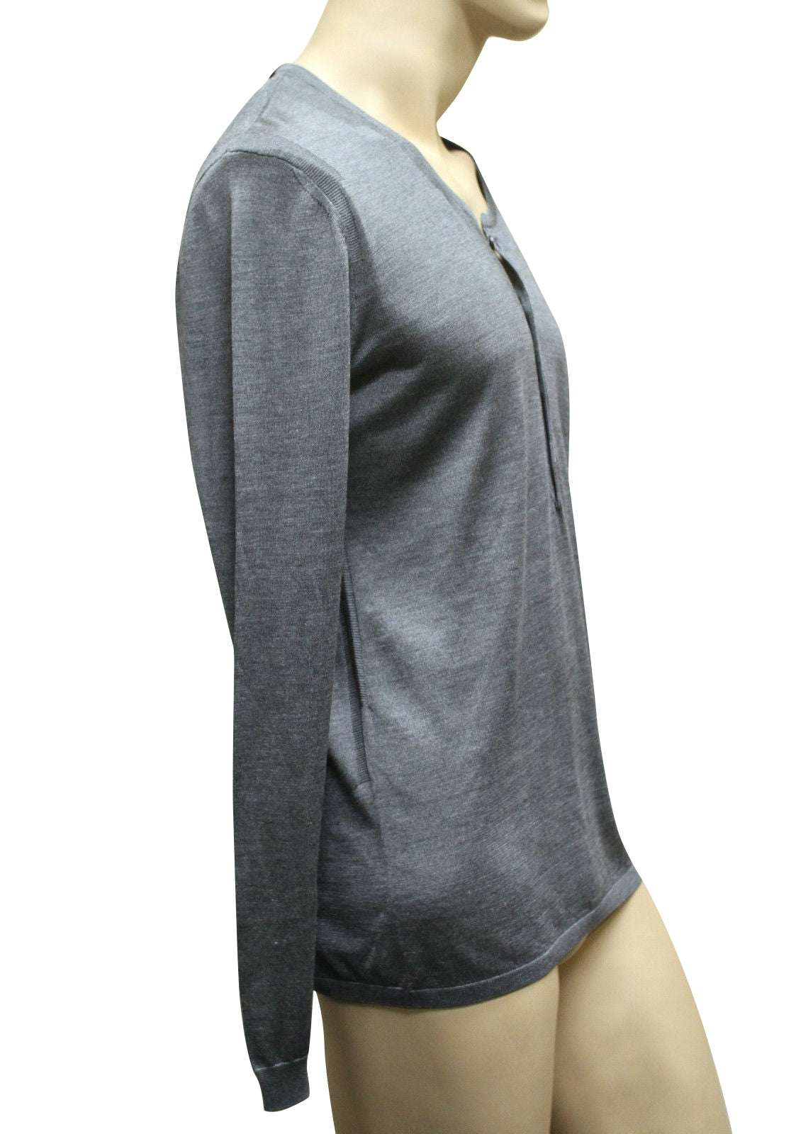 Gucci Gucci Men's Top Buttoned Gray Silk Sweater