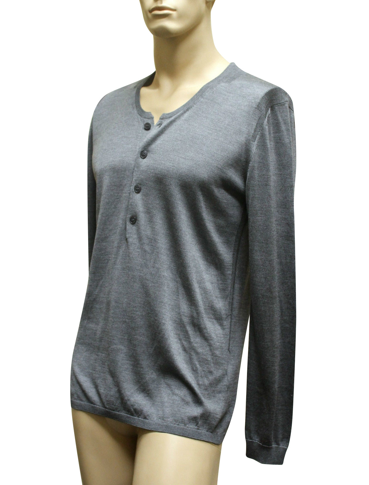 Gucci Gucci Men's Top Buttoned Gray Silk Sweater