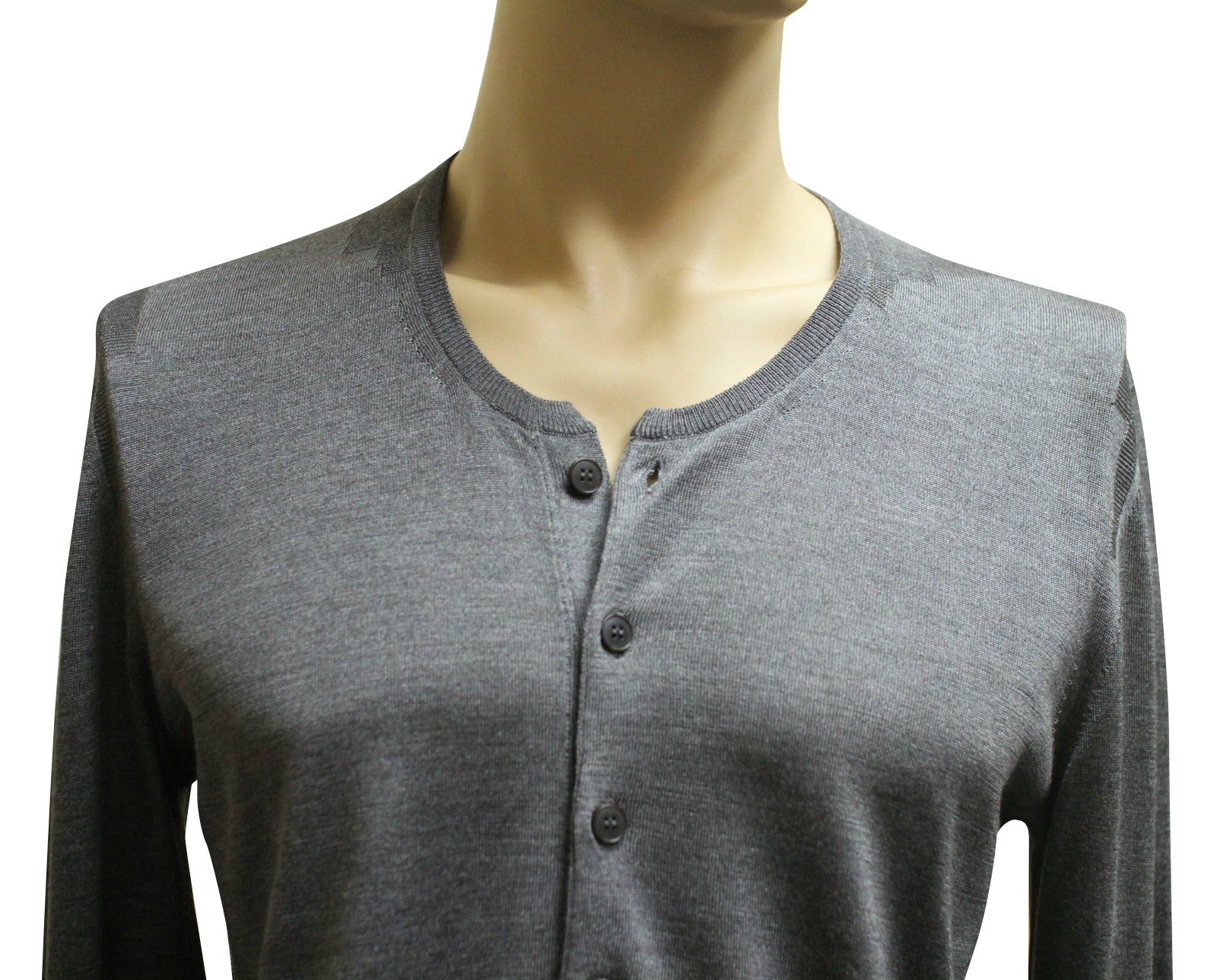 Gucci Gucci Men's Top Buttoned Gray Silk Sweater