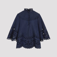 Zimmermann Mahon Broderie Denim Top Women