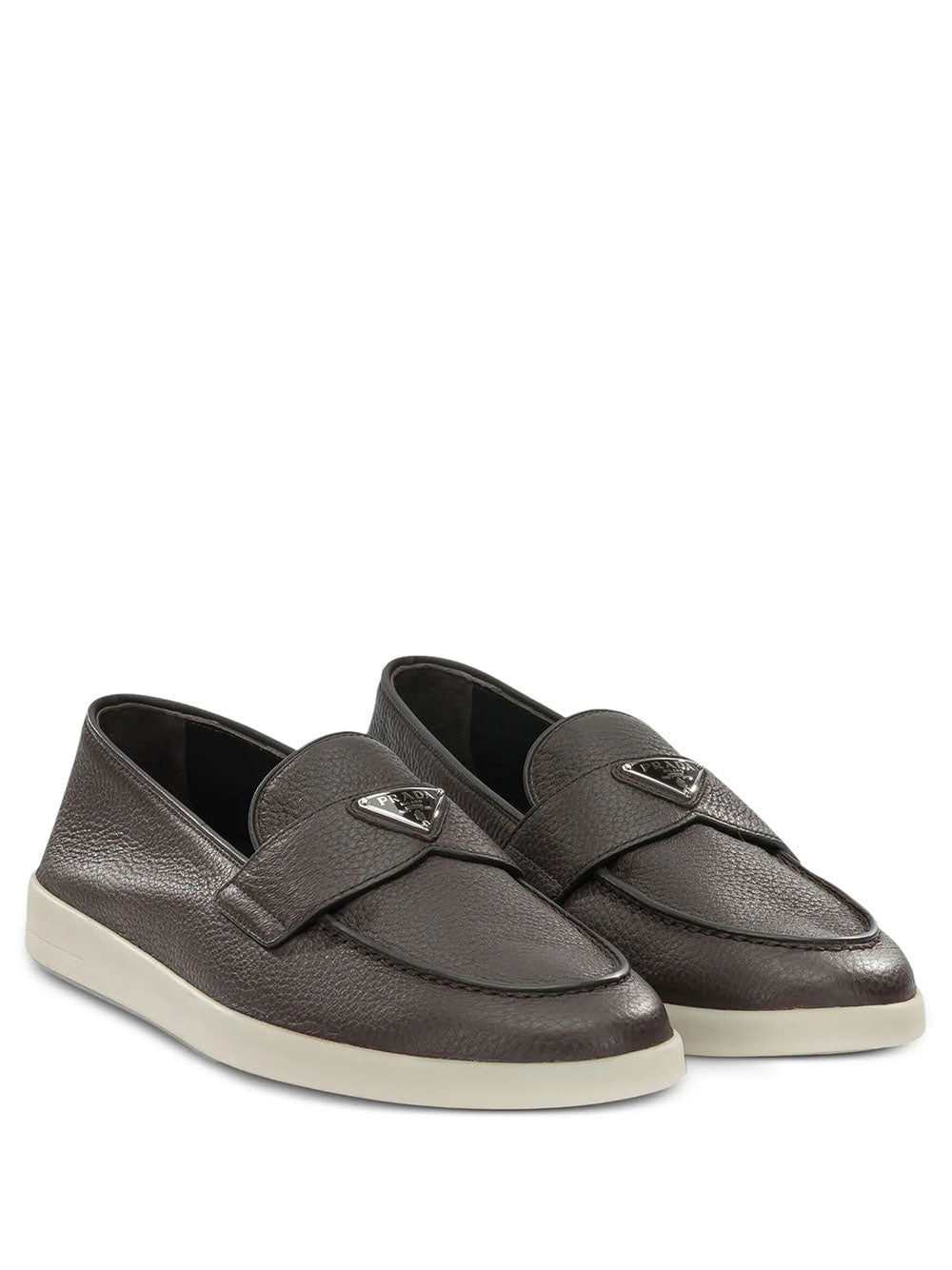 PRADA Grained Leather Loafers Women