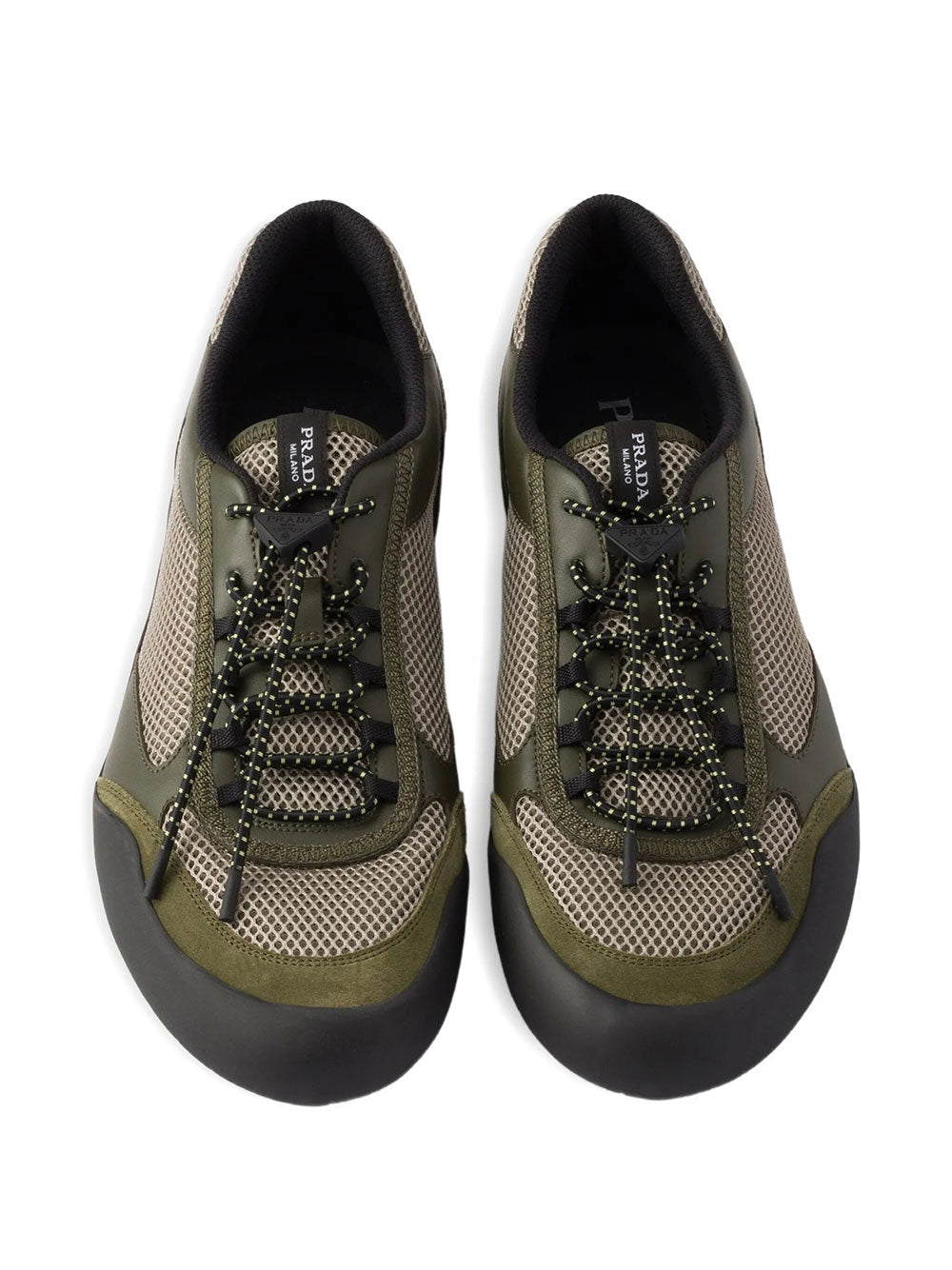 PRADA Prada Men Speedrock Leather And Mesh Fabric Sneakers