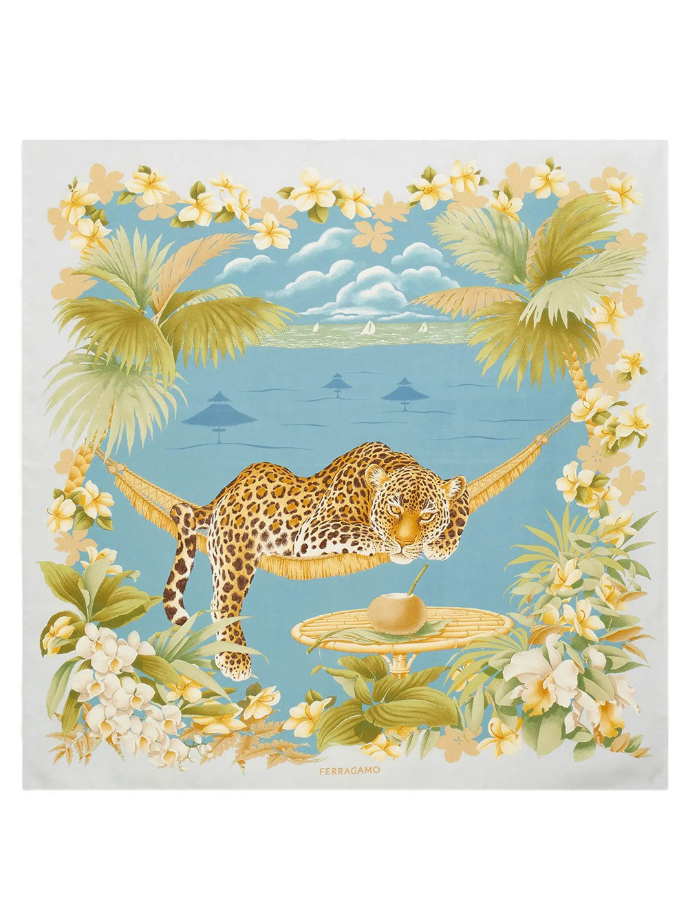 FERRAGAMO Jungle Print Silk Scarf Women