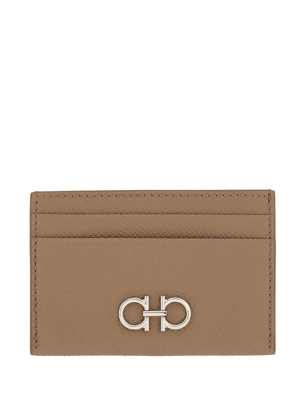 FERRAGAMO Gancini Grained Leather Card Holder Women
