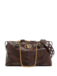 VALENTINO GARAVANI Valentino Garavani Women Panthea Medium Shoulder Bag In Suede And Nappa Leather With Chevron Motif