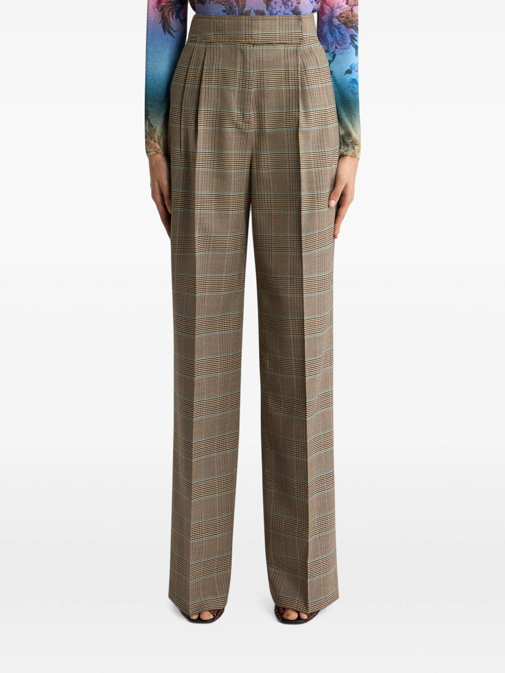 Etro Women Pantaloni In Lana Stretch Con Motivo Principe Di Galles