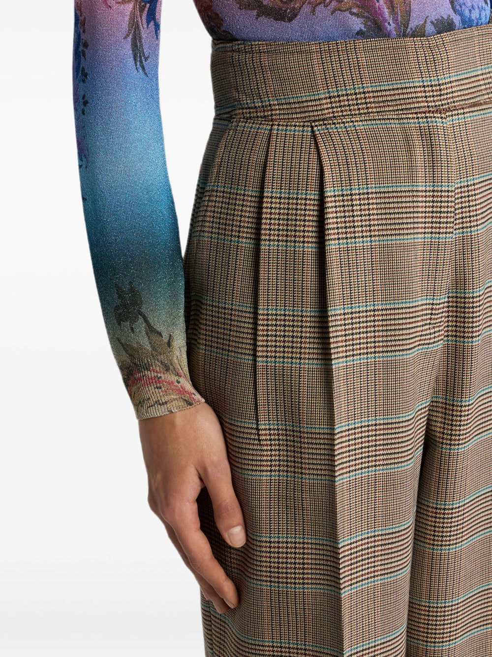 Etro Women Pantaloni In Lana Stretch Con Motivo Principe Di Galles