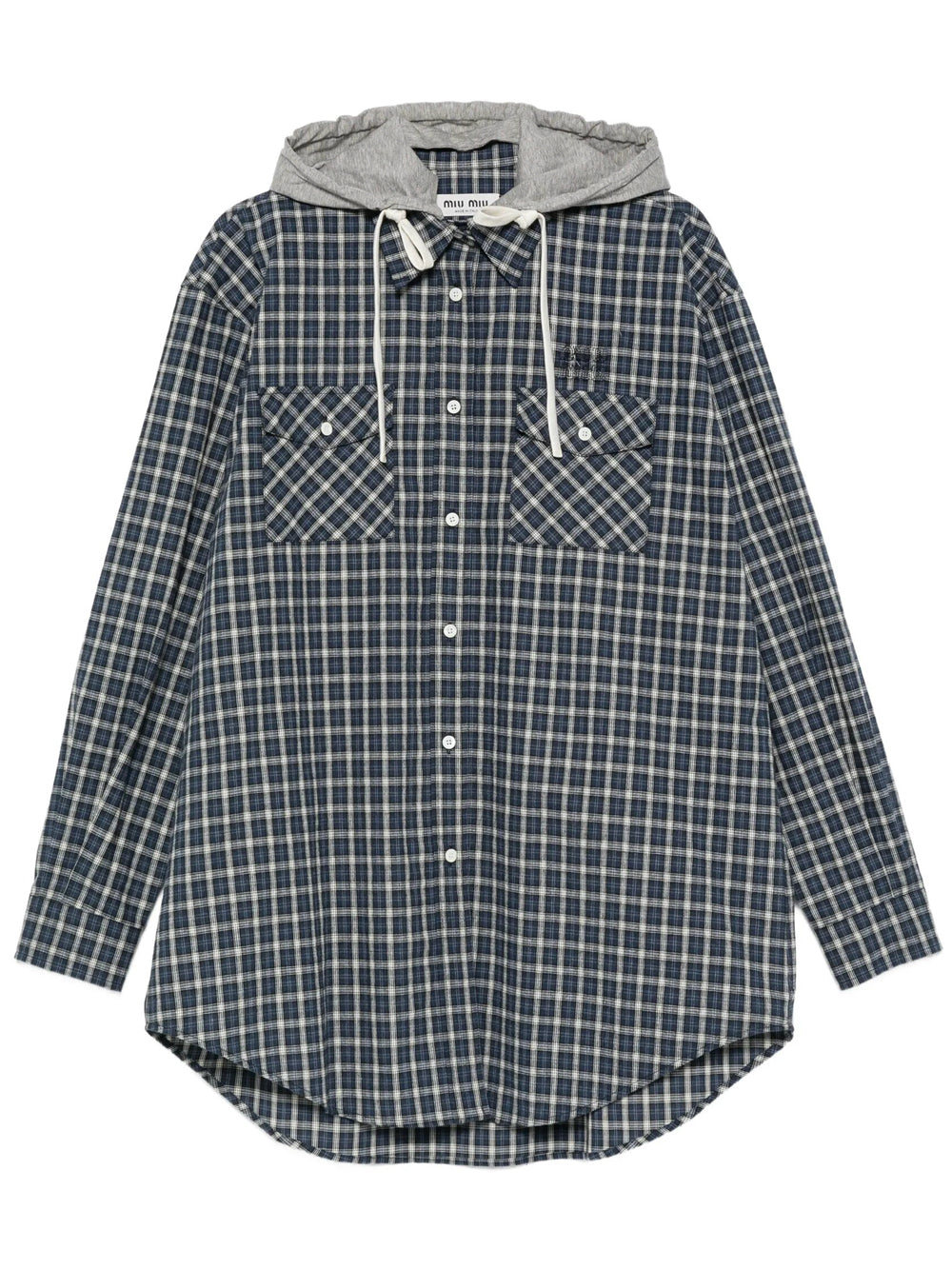 MIUMIU Check-Pattern Hooded Shirt Women