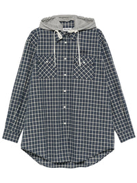 Miu Miu Women Check-Pattern Hooded Shirt