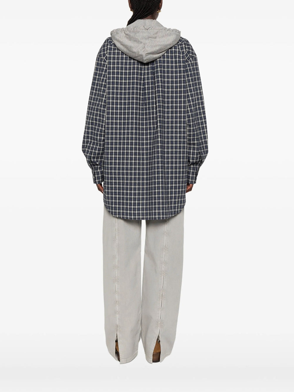 Miu Miu Women Check-Pattern Hooded Shirt